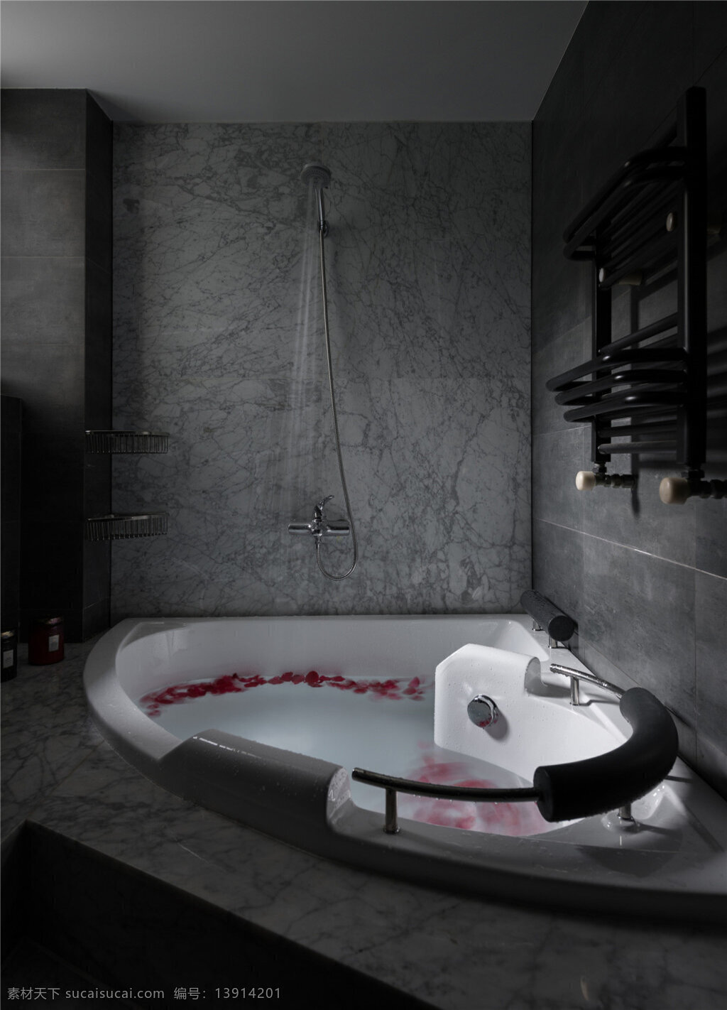 黑白 现代 卫浴 装修 效果图 现代风格 卫浴效果图 效果图图片 jpg图片 浴缸 淋浴花洒