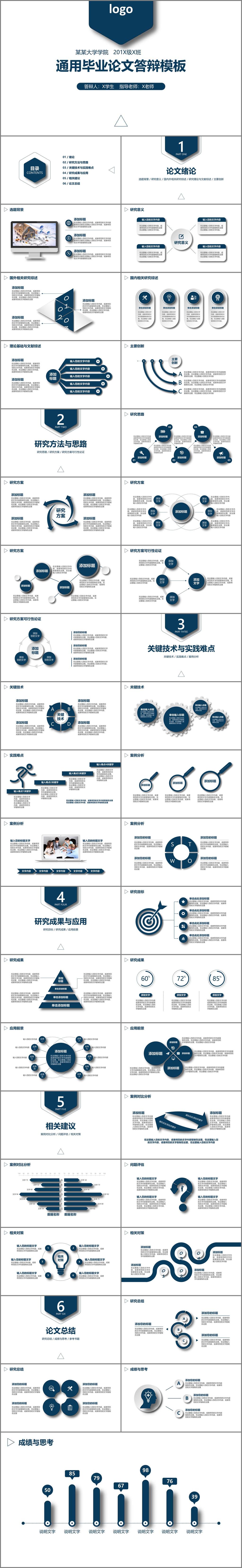 通用 毕业论文 答辩 模板 大气 大学毕业 论文汇报 蓝色论文 免费 商务 答辩ppt 动态ppt 论文ppt