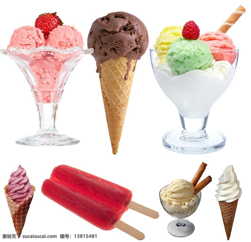 冰淇淋素材 水果冰淇淋 水果雪糕 红草莓冰淇淋 樱桃冰淇淋 巧克力冰淇淋 薄荷冰淇淋 脆皮雪糕 冰棍 牛奶雪糕 牛奶冰淇淋 食物 分层
