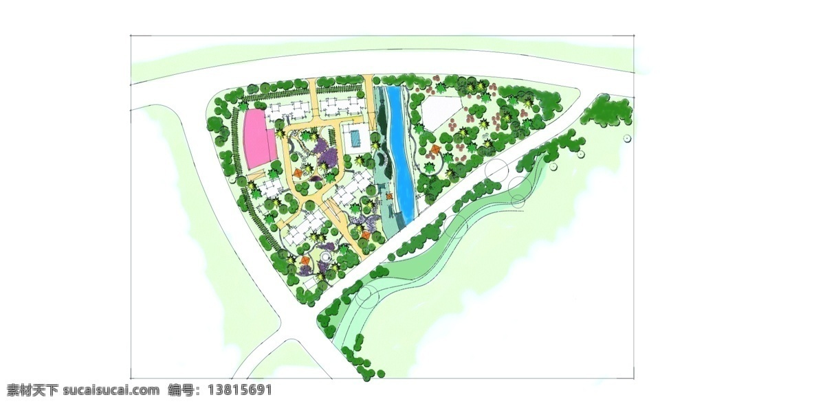 手绘总平面 规划 住宅 小区 手绘 居住区 平面图 方案 建筑设计 环境设计 源文件 总平面图 分层