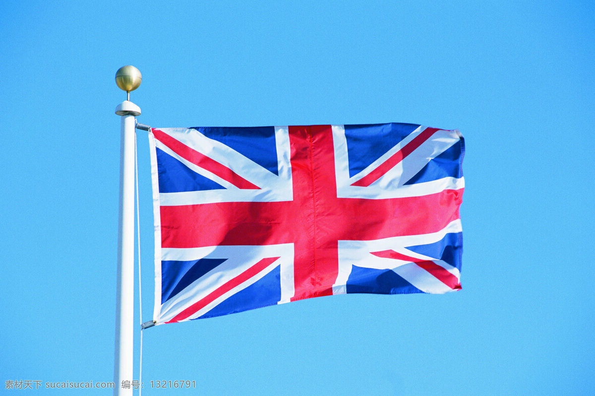 英国国旗 英国 国旗 旗帜 飘扬 旗杆 天空 文化艺术 摄影图库