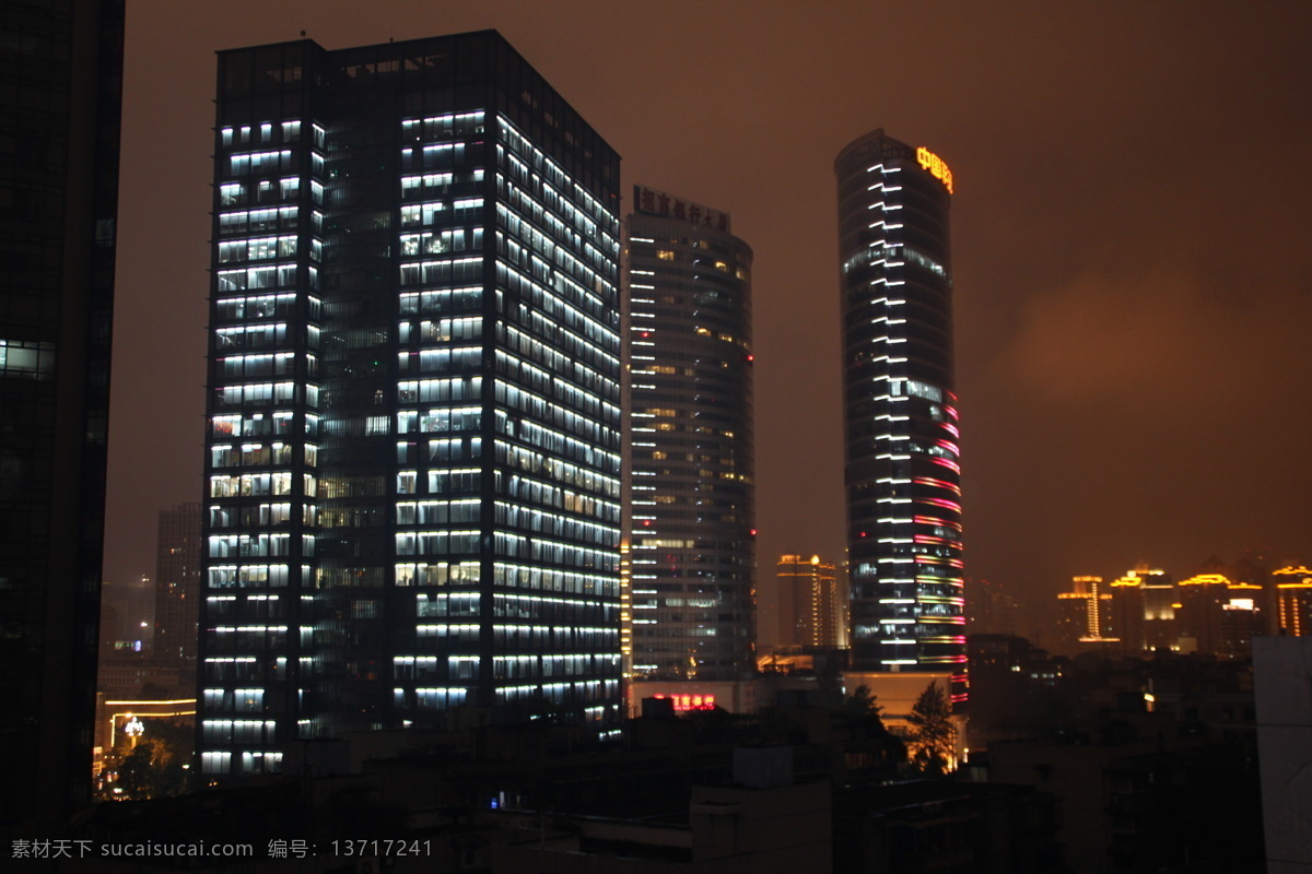 成都 夜景 大楼 大厦 灯光 建筑景观 霓虹灯 成都夜景 招商银行大厦 中国平安大厦 自然景观 家居装饰素材 灯饰素材
