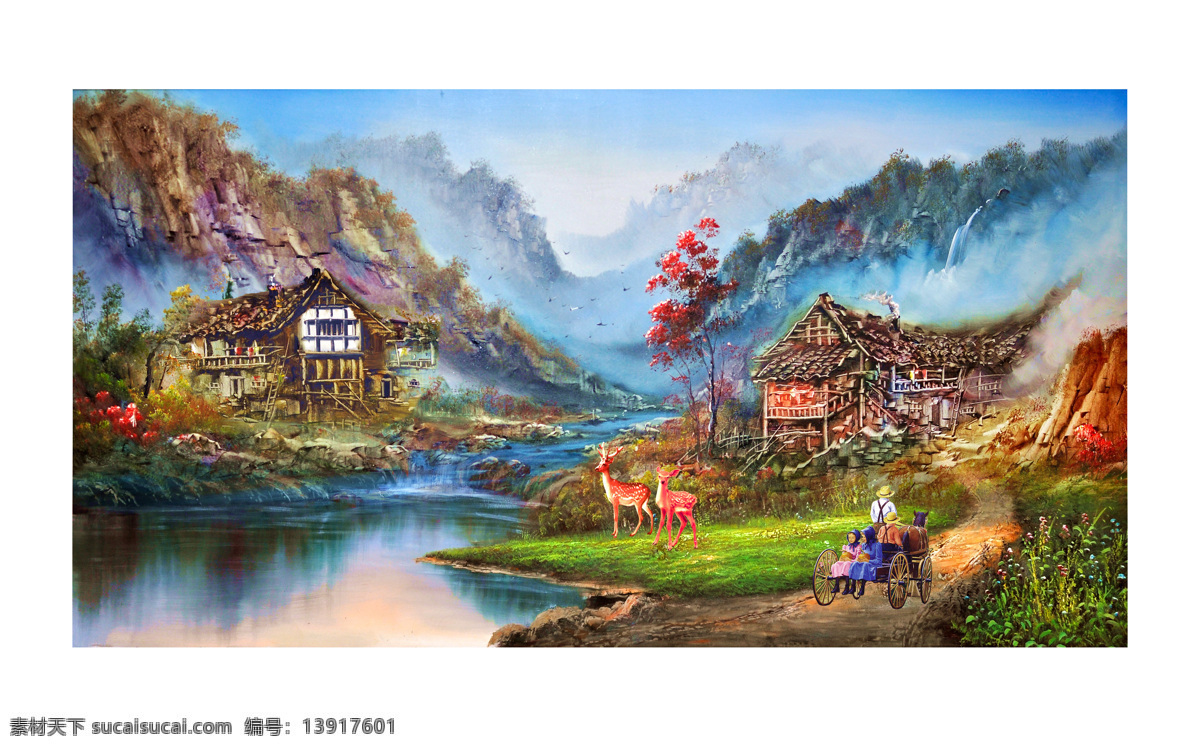 碧水 草坪 朝霞 大雁 鹅 房子 风景 风景画 风景油画 油画 油画风景 漂亮 山水 山水画 山水油画 油画山水 流水 河流 树 树林 红叶树 黄叶树 松树 鲜花 绿草 仙鹤 梅花鹿 鸭子 天鹅 黑天鹅 茅屋 小路 远山 石头 霞光 祥云 云彩 蓝天白云 世外桃园 奇山异水 人间仙境 绘画书法 文化艺术 装饰素材 山水风景画