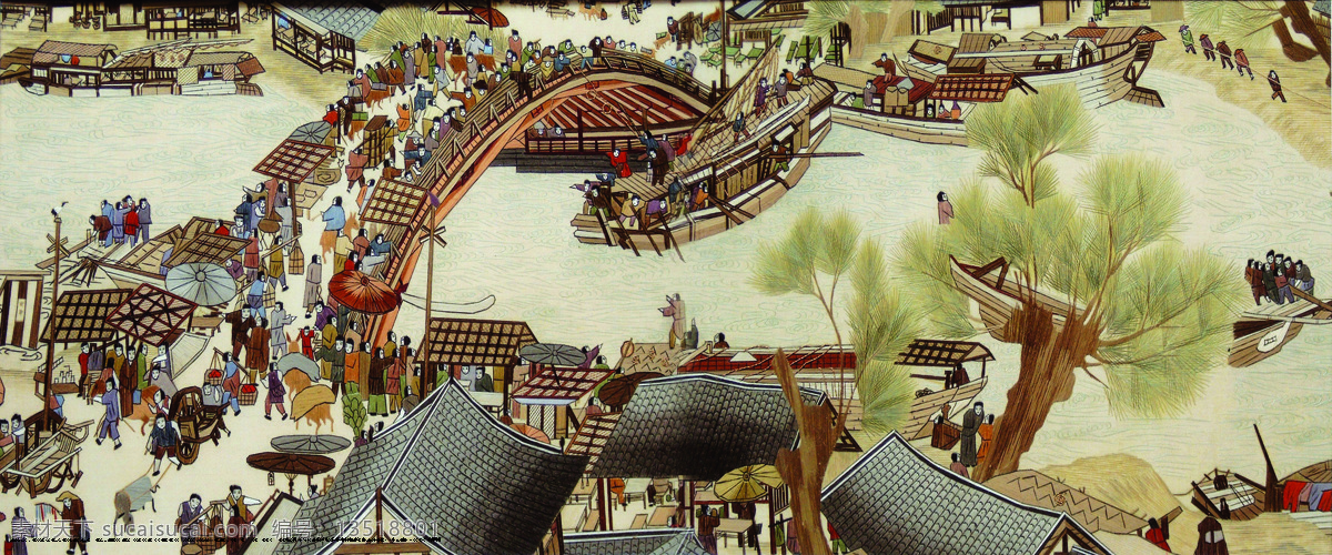 高清 背景 墙 清明上河图 截 选 背景墙素材 家居装饰素材