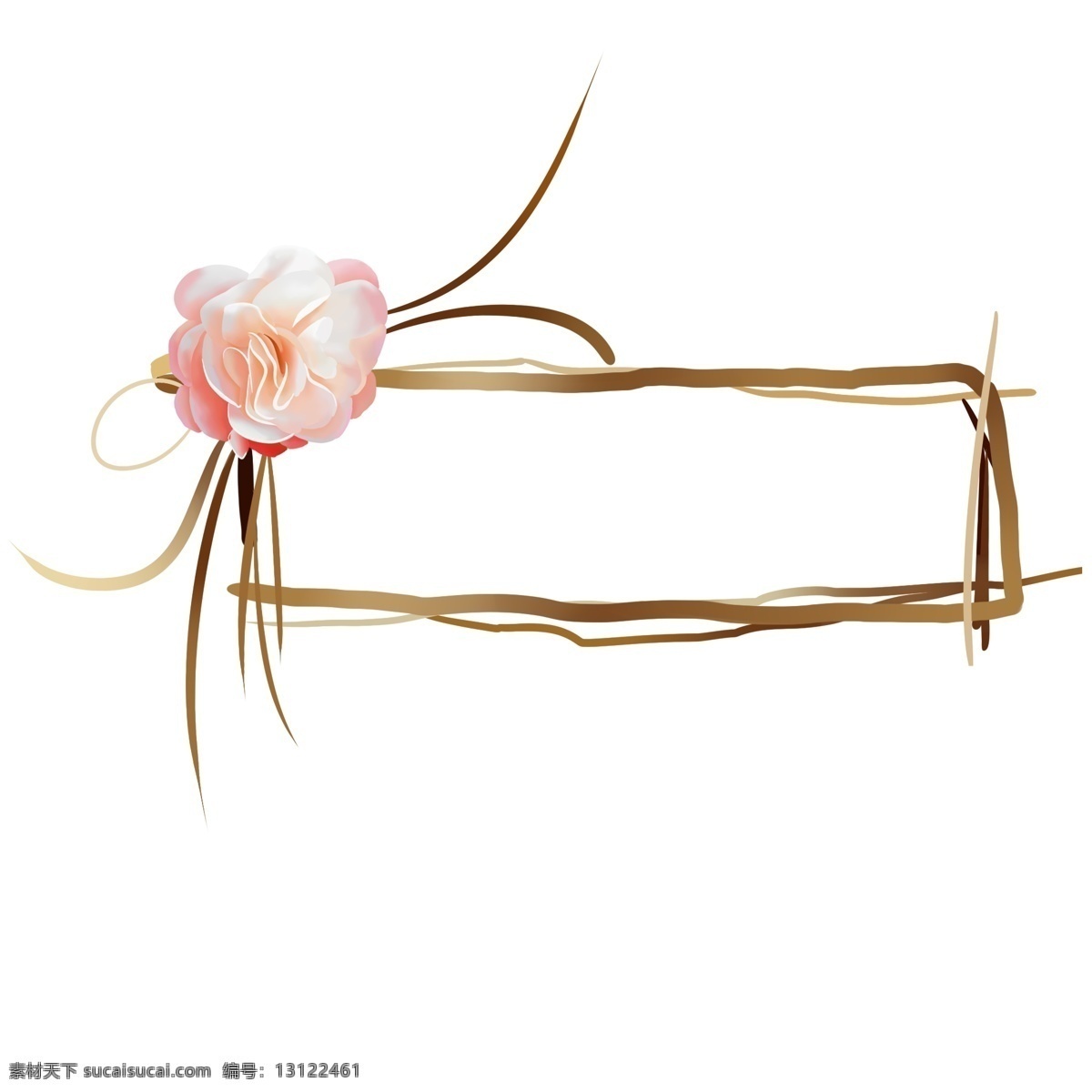 手绘 爱情 玫瑰 插画 粉色的玫瑰 盛开的玫瑰 卡通插画 手绘爱情插画 棕色的框框 漂亮的玫瑰