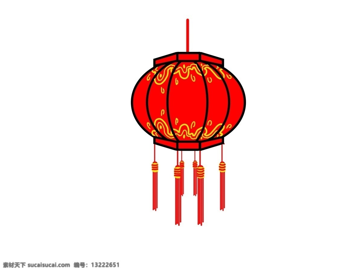 手绘 中国 风 节 红灯笼 图 财到 如意到 新年大吉 身体康健 新年快乐 四季顺遂