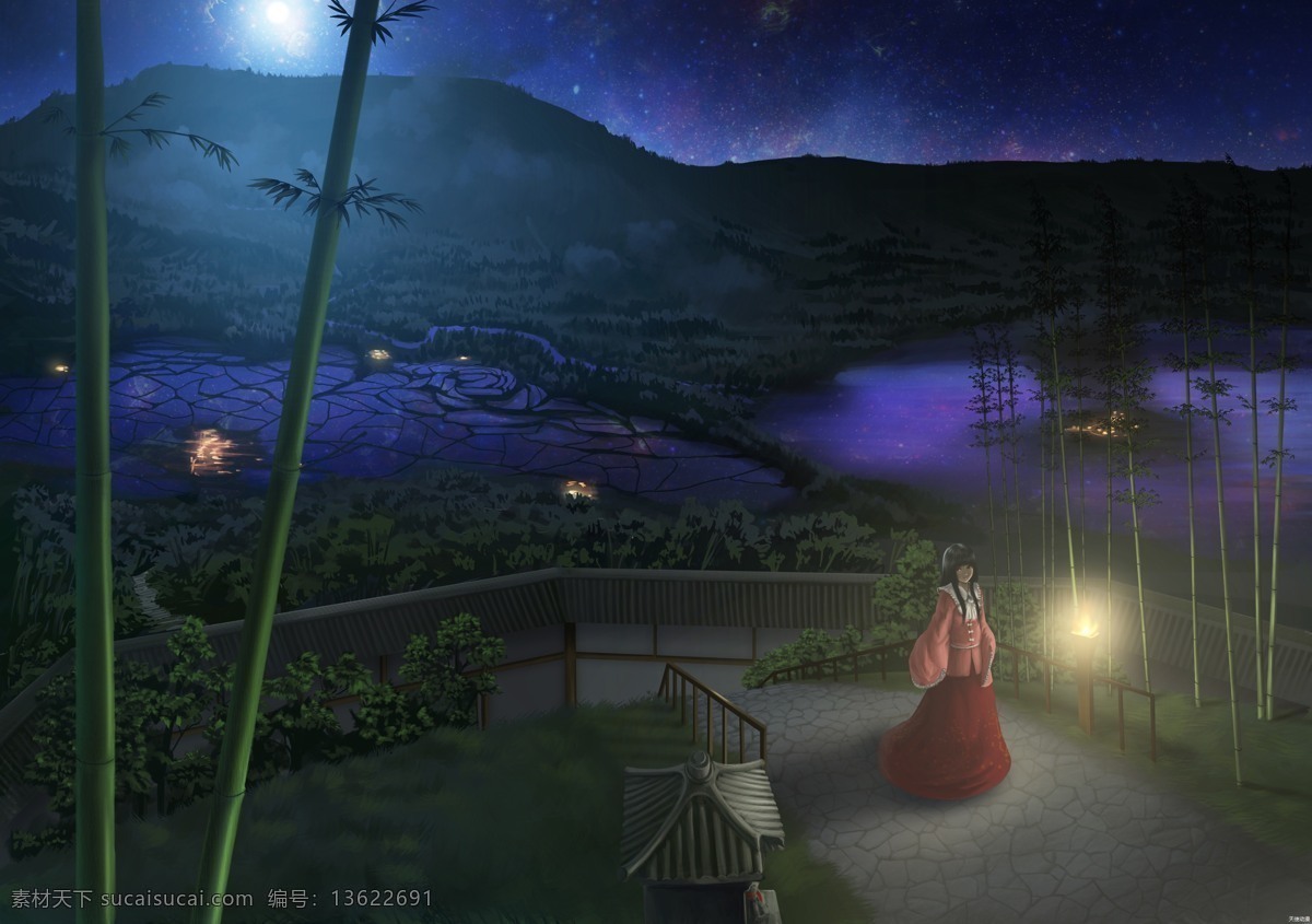 灯光 动漫壁纸 动漫场景 动漫动画 动漫风景 风景漫画 女孩 动漫 风景 设计素材 模板下载 竹子 星空 树林 手绘 数字绘画 艺术 卡通 可爱