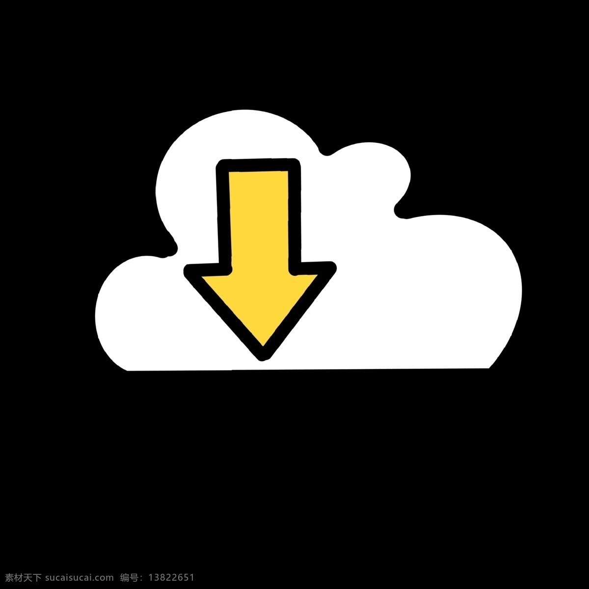 白色 云朵 状 标志 黄色 箭头 下载标志 网络 符号 信号 强弱 暗色 信号灯 网页显示 良好 互联网标志 简约 简洁 卡通