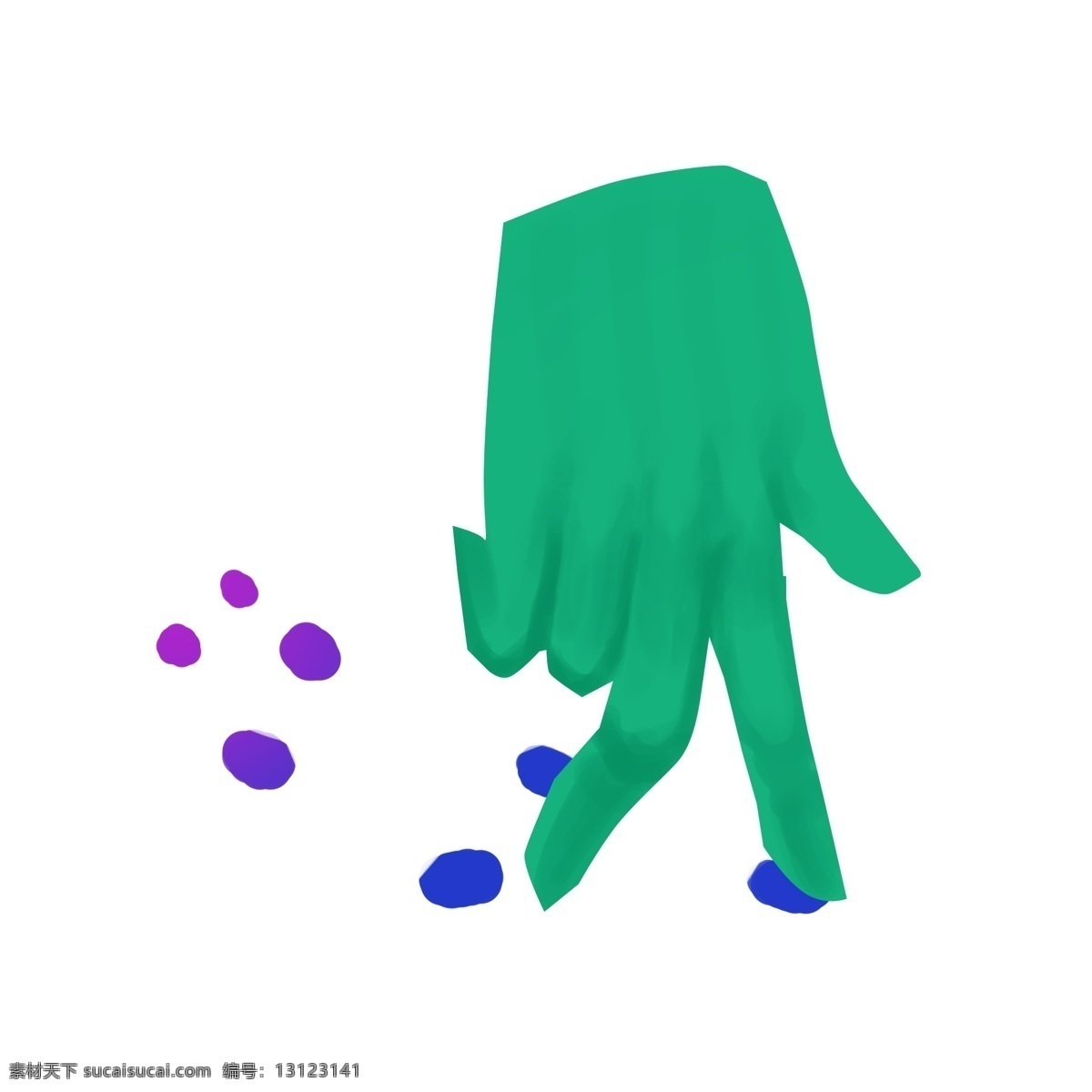 卡通 创意 行走 手势 行走的手势 手势插画 蓝色波点 假手插画 手指造型 卡通创意 绿色手掌插画
