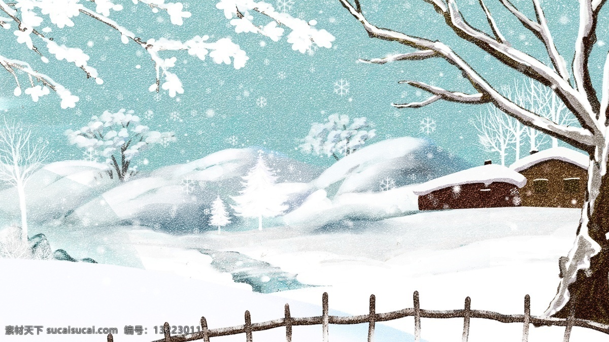 手绘 白色 冬季 雪景 背景 树枝 冬天 下雪 psd背景 背景展板 特邀背景 背景展板图 背景图 创意