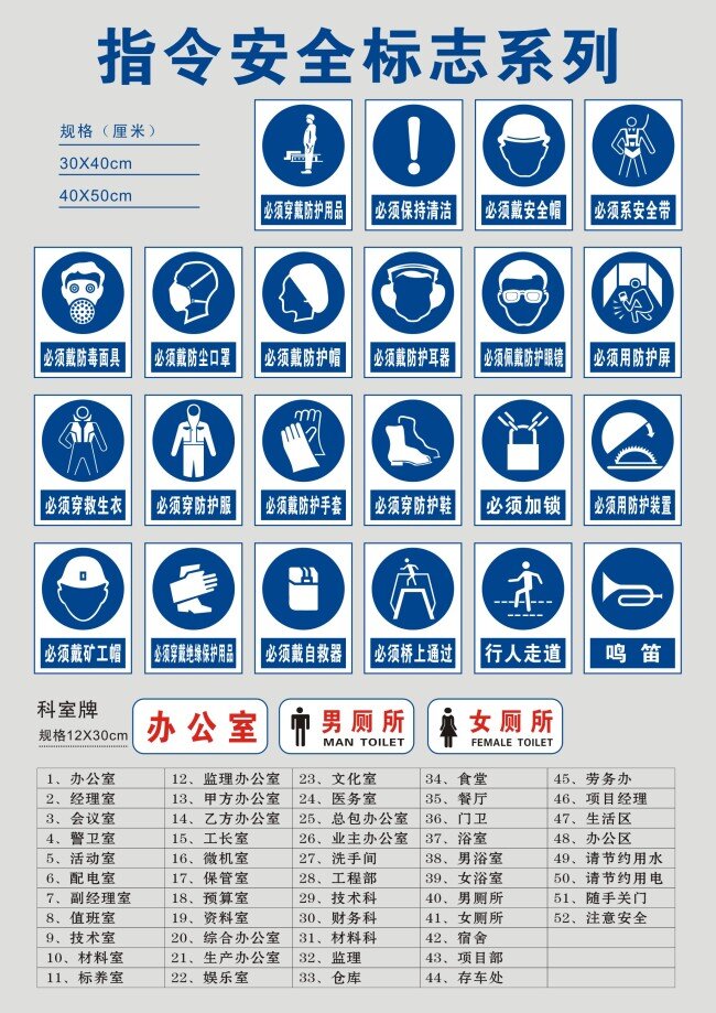 指令 安全 标识 大全 安全标识 标识大全 指令标识 矢量图 日常生活