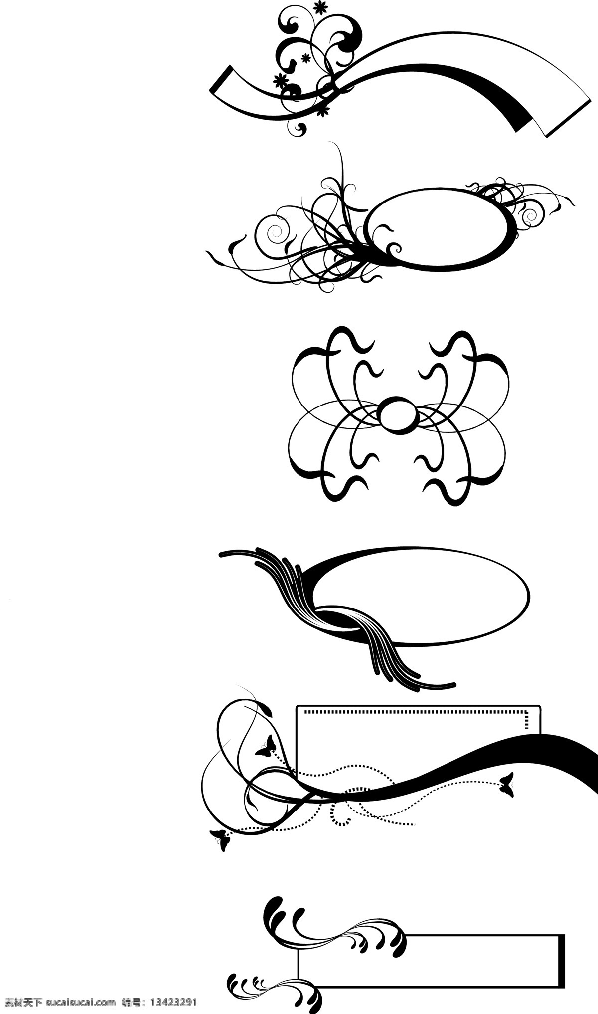 滚动 滚动边界 边界 角 装饰 免费 矢量 涡旋 框 黑白 自由 illustrator 矢量图 其他矢量图