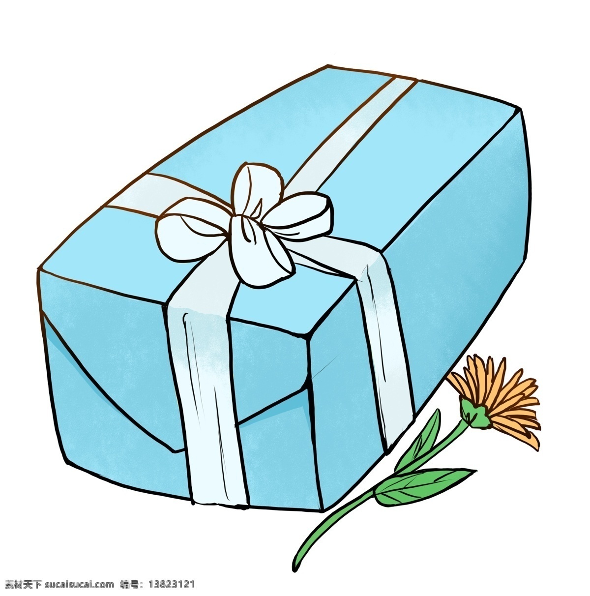 蓝色 生日 礼盒 插画 蓝色的礼盒 卡通插画 生日快乐 蛋糕 过生日 生日会 生日蛋糕 漂亮的礼盒