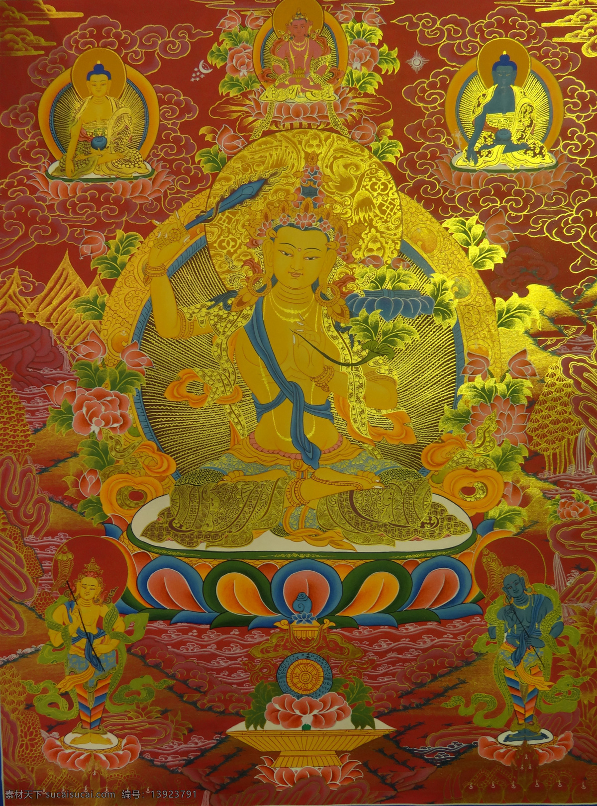 文殊菩萨唐卡 高清 唐卡 艺术 佛教 文化艺术 美术绘画
