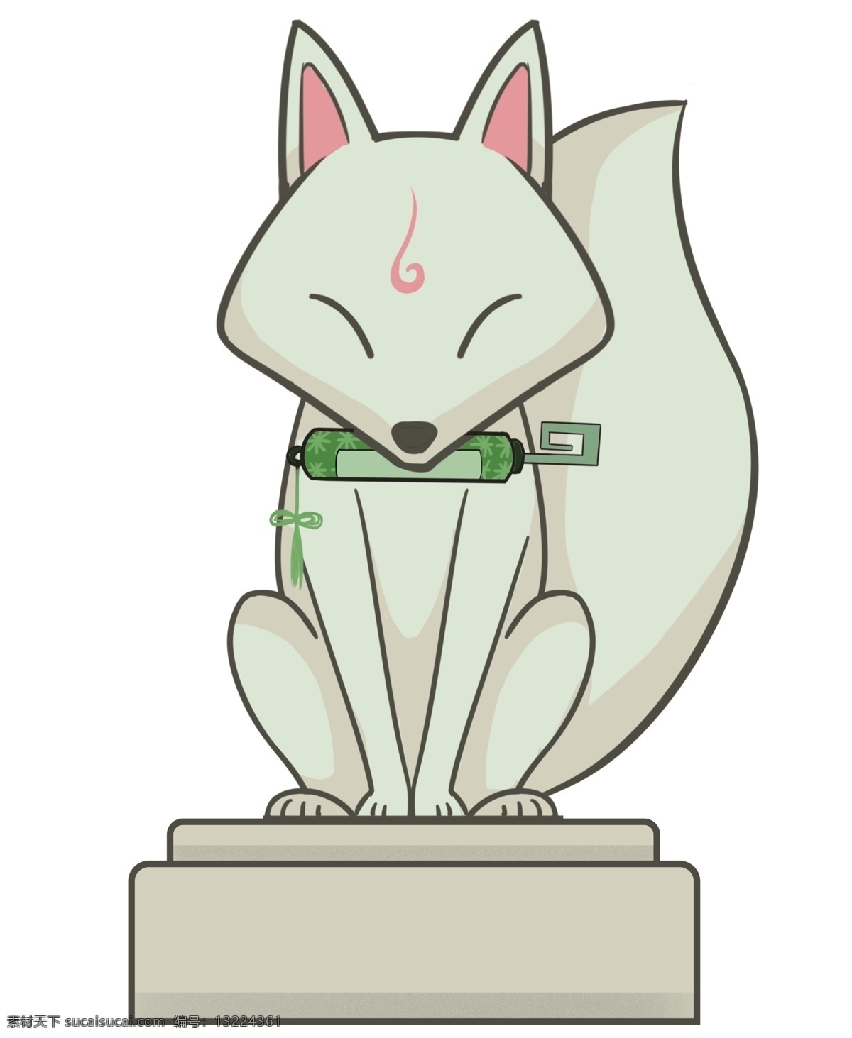 白色 狐狸 雕塑 插画 狐狸的雕塑 动物的雕塑 卡通插画 雕塑插画 狐狸插画 标志建筑 可爱的狐狸