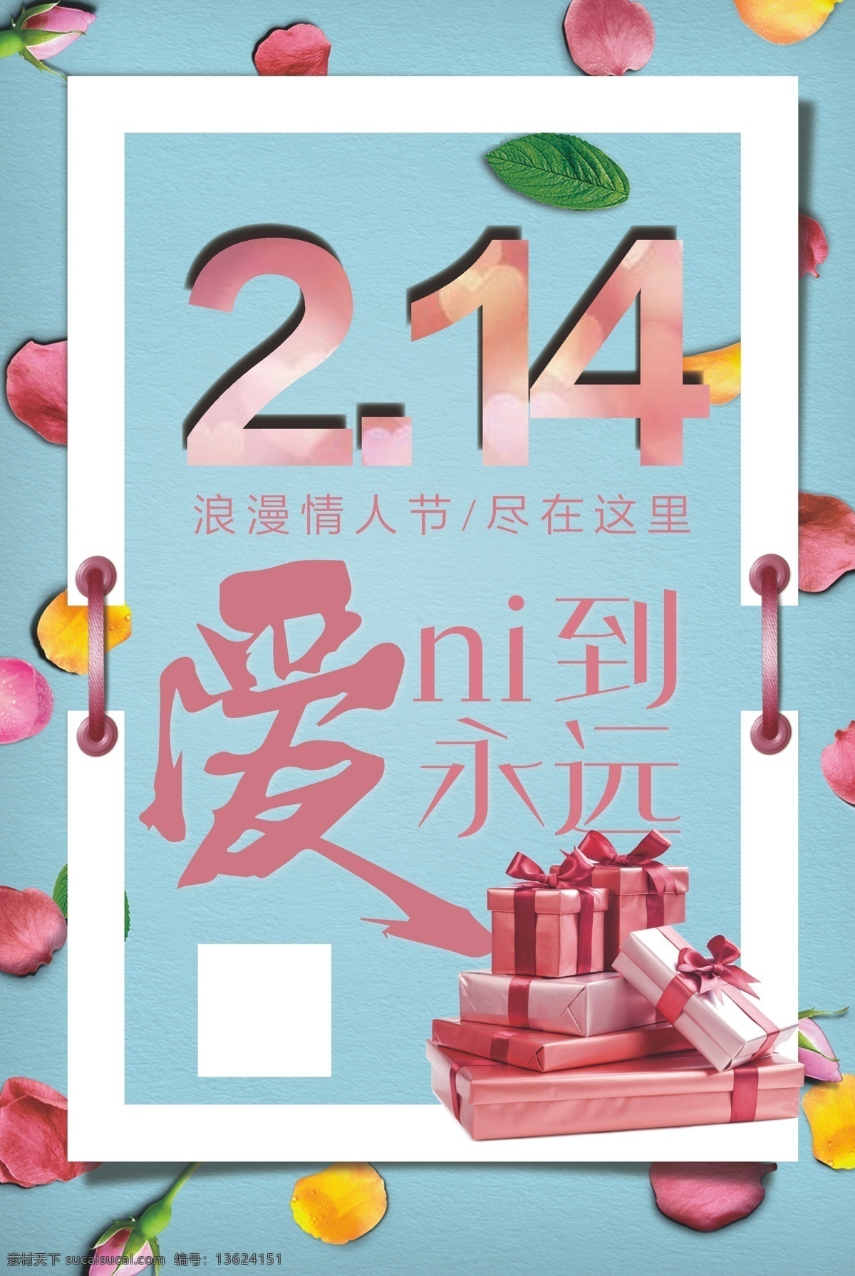 2.14 情人节 粉色系列 蓝色背景