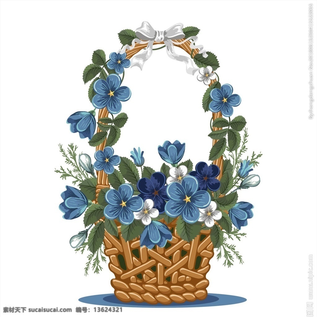 花篮 花朵 玫瑰 花 红花 生物世界 花草 动漫动画