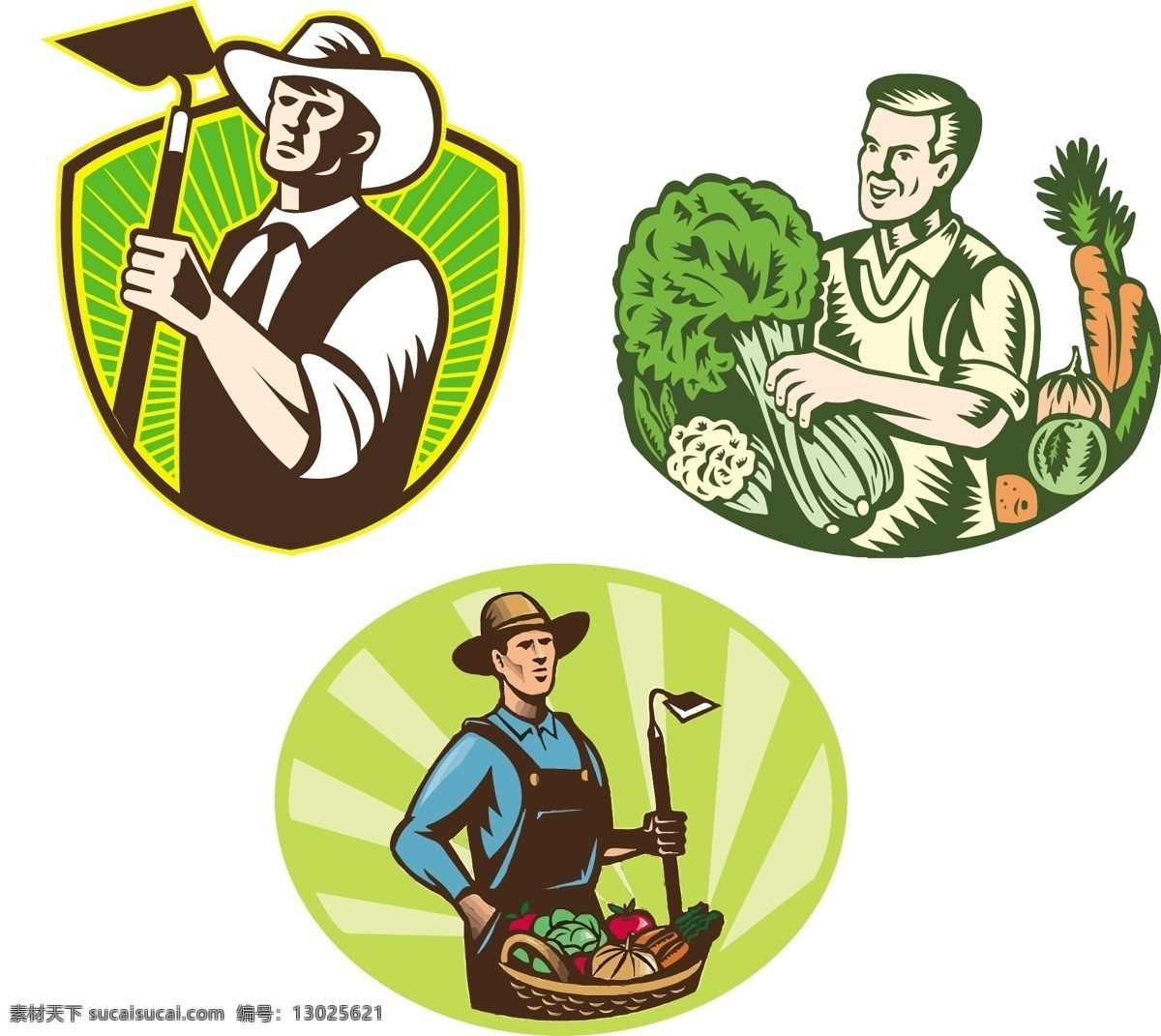 卡通农民 农业图标 农业 锄头 蔬菜 肥料小图 收获 有机肥料 卡通设计
