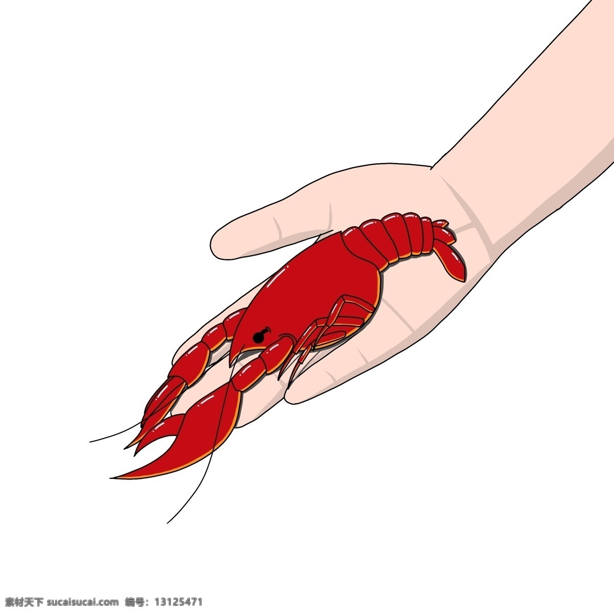 手 握 龙虾 小 手绘 手抓龙虾 小龙虾 美食