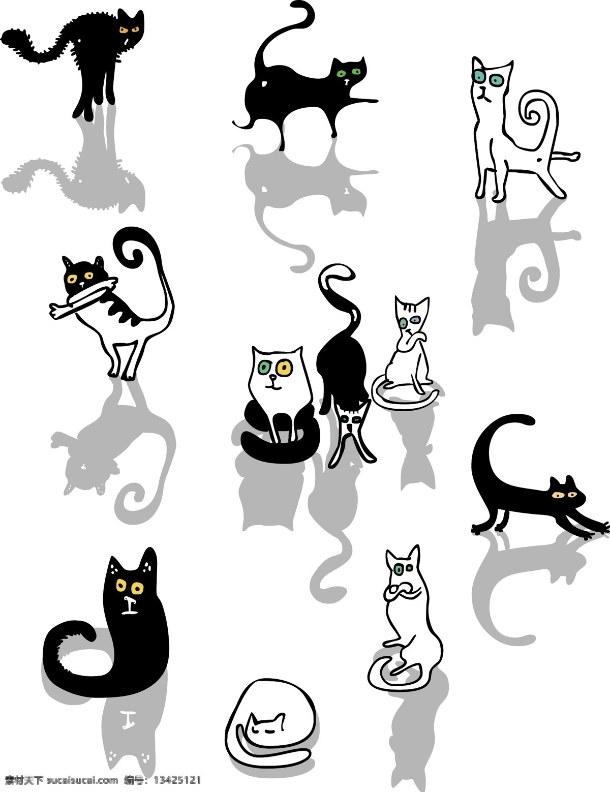 不同 猫 矢量图 插图 说明 向量的动物 矢量人物