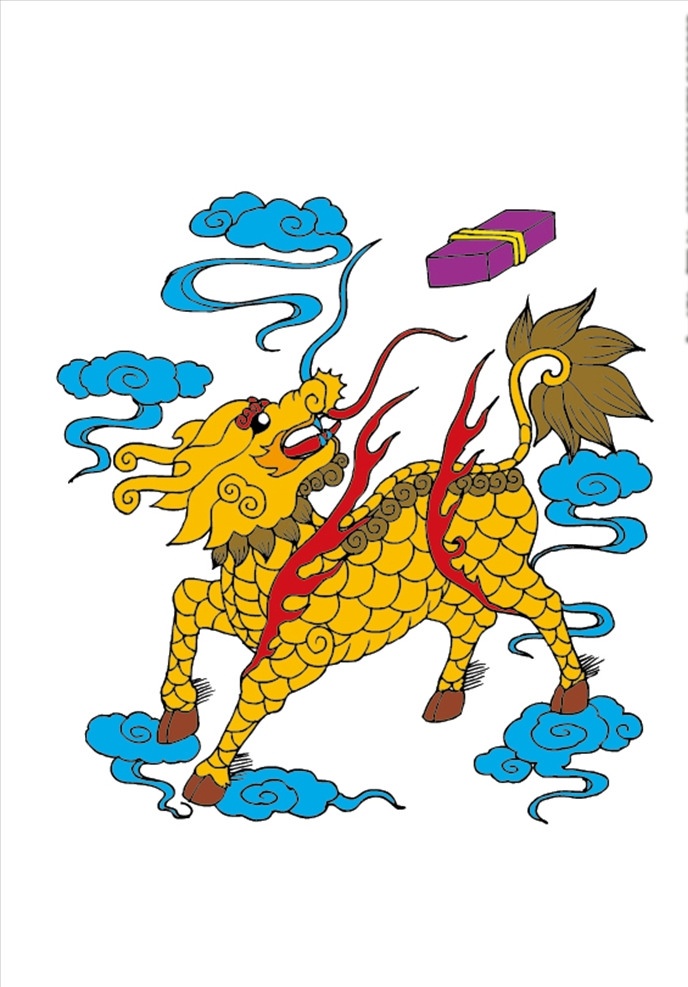 传统 吉祥 图案 麒麟 中国古代 祥瑞 矢量 卡通设计