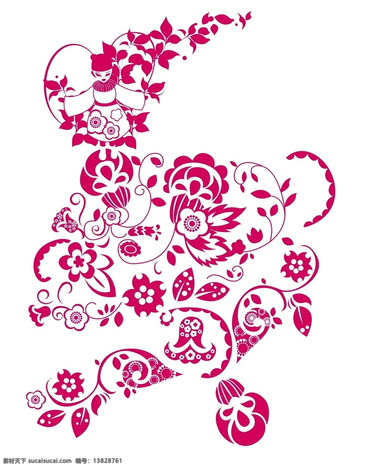 中国 剪纸 风格 花纹 矢量 图案 纸 向量 矢量图 其他矢量图