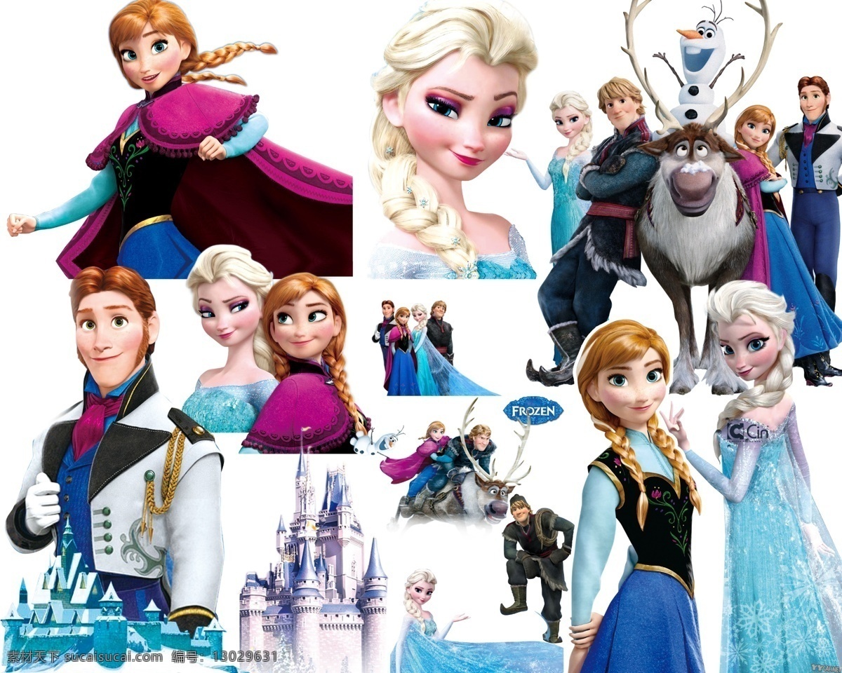 冰雪 奇缘 人物 安娜 冰雪奇缘 冰雪皇后 魔雪奇缘 公主艾莎 psd源文件