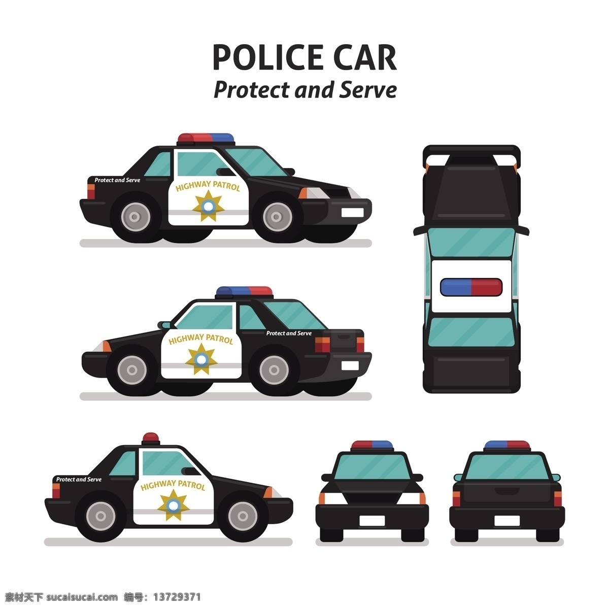 卡通 警车 装饰 元素 车 交通工具 轿车 卡通汽车 汽车素材 设计素材 设计元素 矢量素材 小汽车
