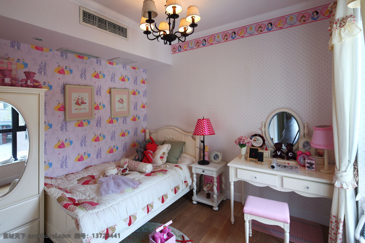 卡通 可爱 儿童 房 装修 效果图 几何 时尚 卧室