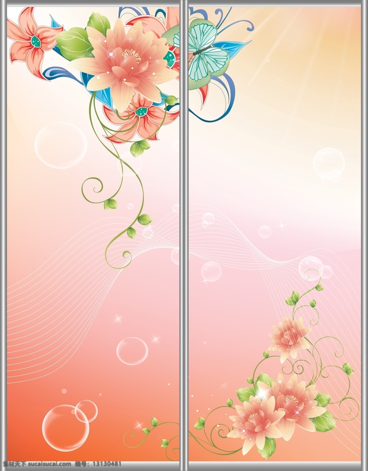 移门 图案 广告设计模板 蝴蝶 花朵 花卉 花纹 菊花 梦幻 气泡 移门图案 移门汇 移门图 源文件 家居装饰素材