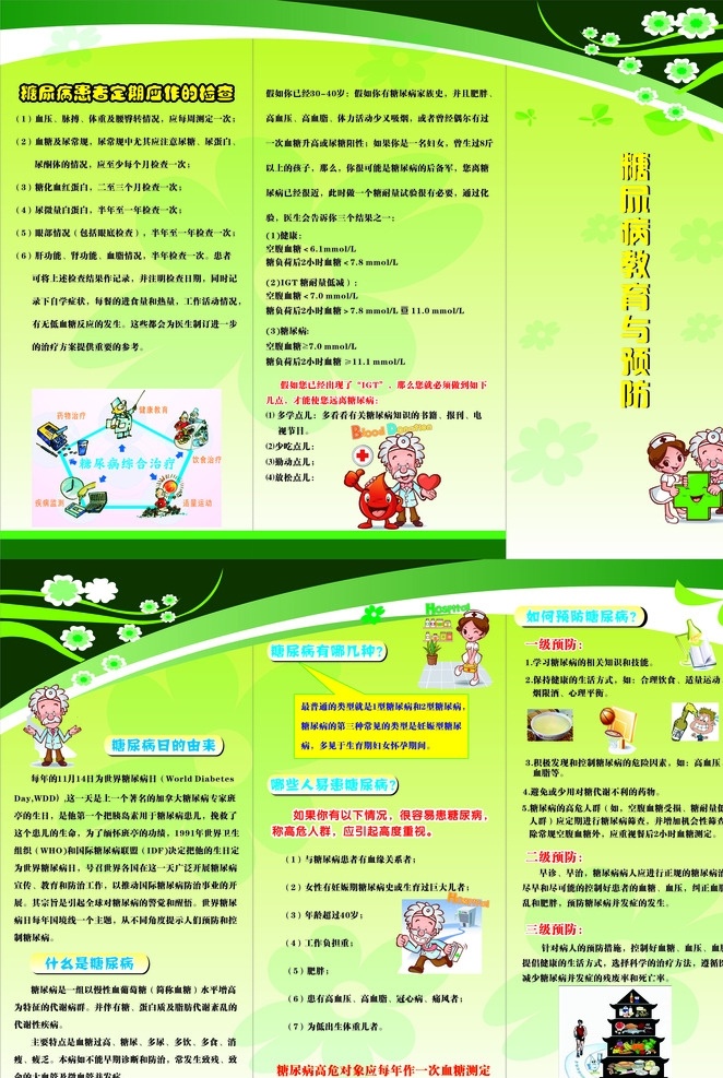 糖尿病 教育 预防 三 折页 三折页 医学 医疗 保健 健康