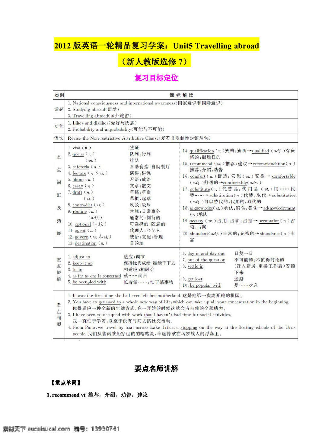 高考 专区 英语 版 学 案 新人 教 选修 高考专区 人教版 学案