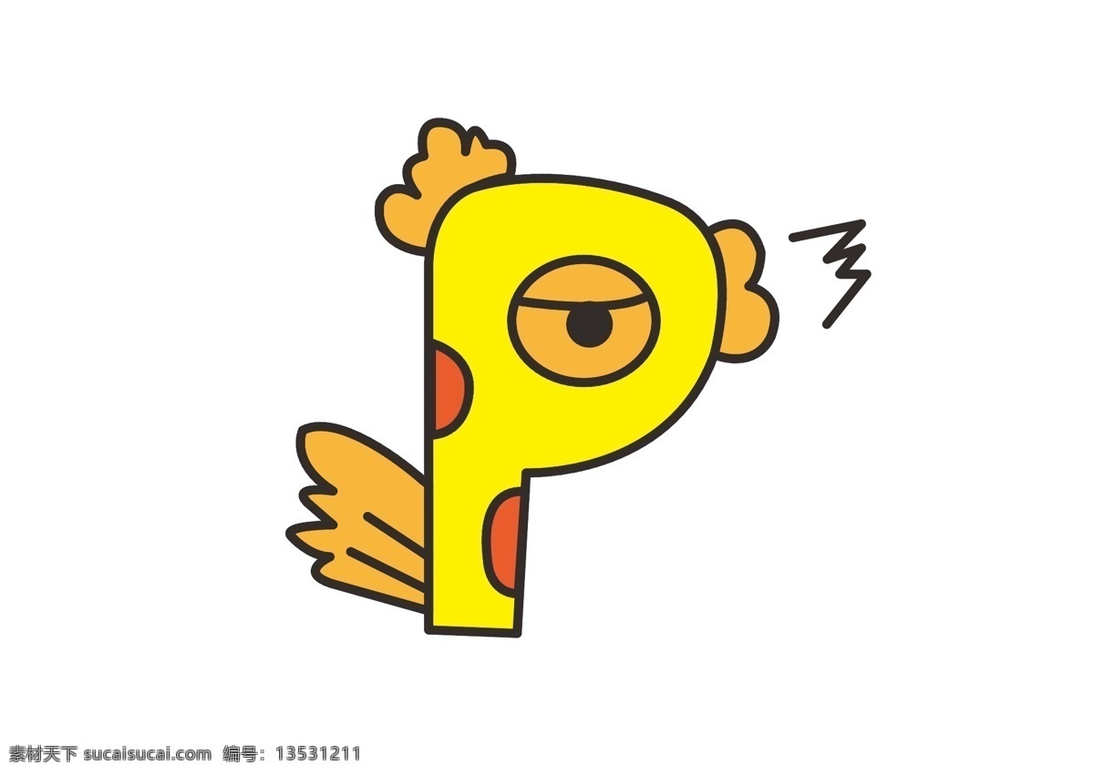 矢量 卡通 创意 动物 字母 p