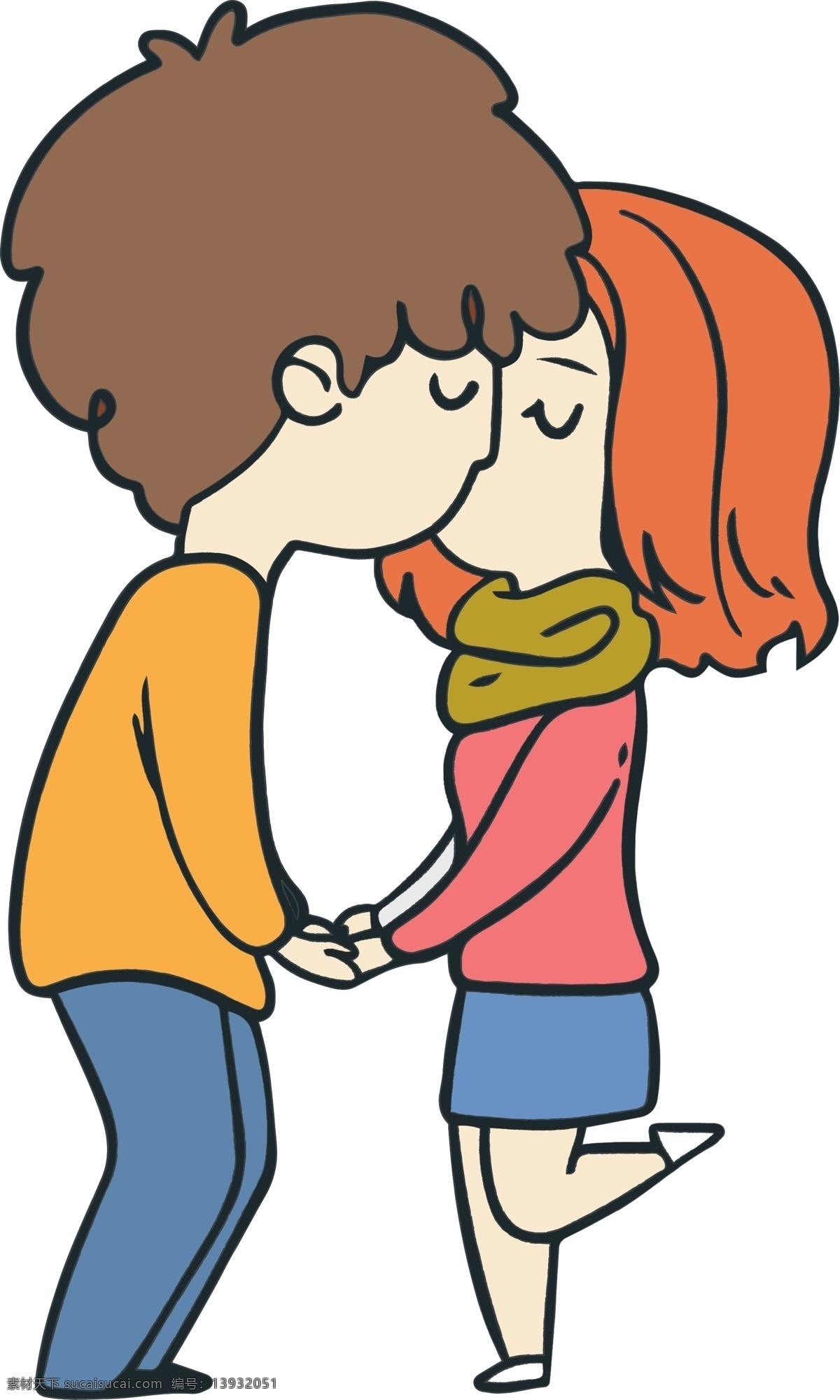 卡通 可爱 情侣 亲吻 元素 爱情 浪漫