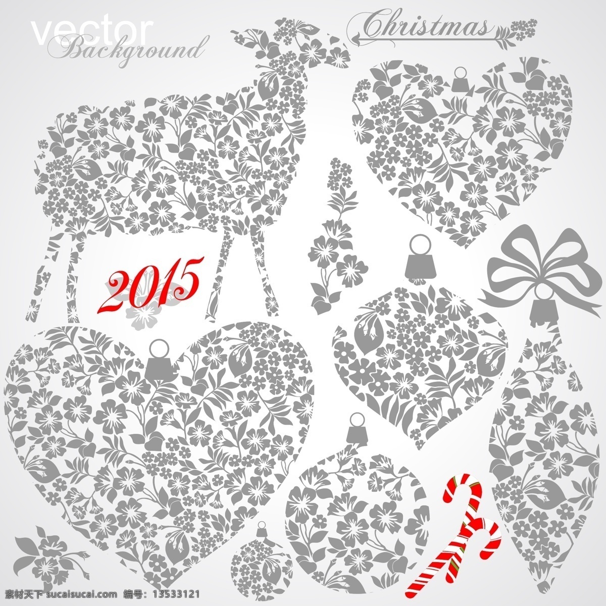 2015 年 款 花卉 组合 羊年 图形 2015年 7款 节日素材 2015羊年
