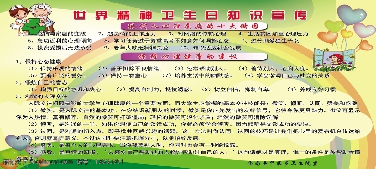 世界 精神卫生 宣传 卫生 精神 心理疾病 心理健康