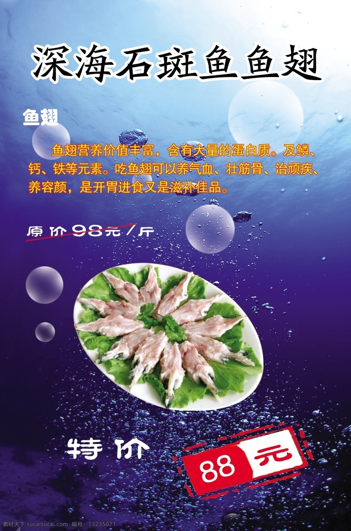 写真 写真喷绘 牌子 鱼翅 深海 蓝色底图 海洋底图 气泡 分层 源文件