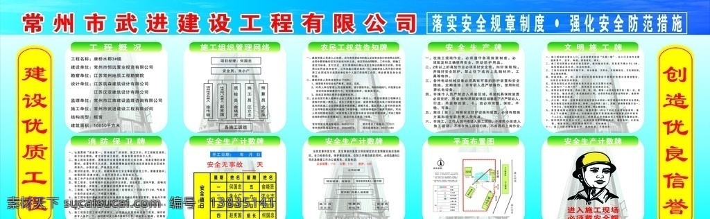 六排一图 工程建设模板 展板模板 矢量