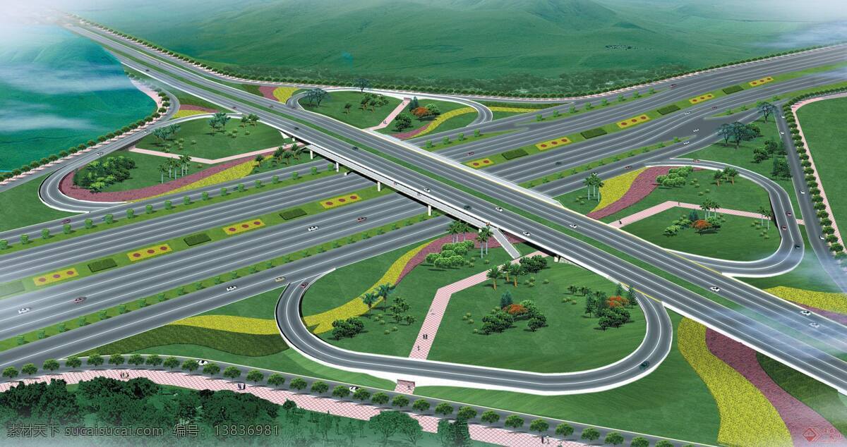 立交桥效果图 立交桥 效果图 工程图 高速公路 桥 大桥 环境设计 建筑设计