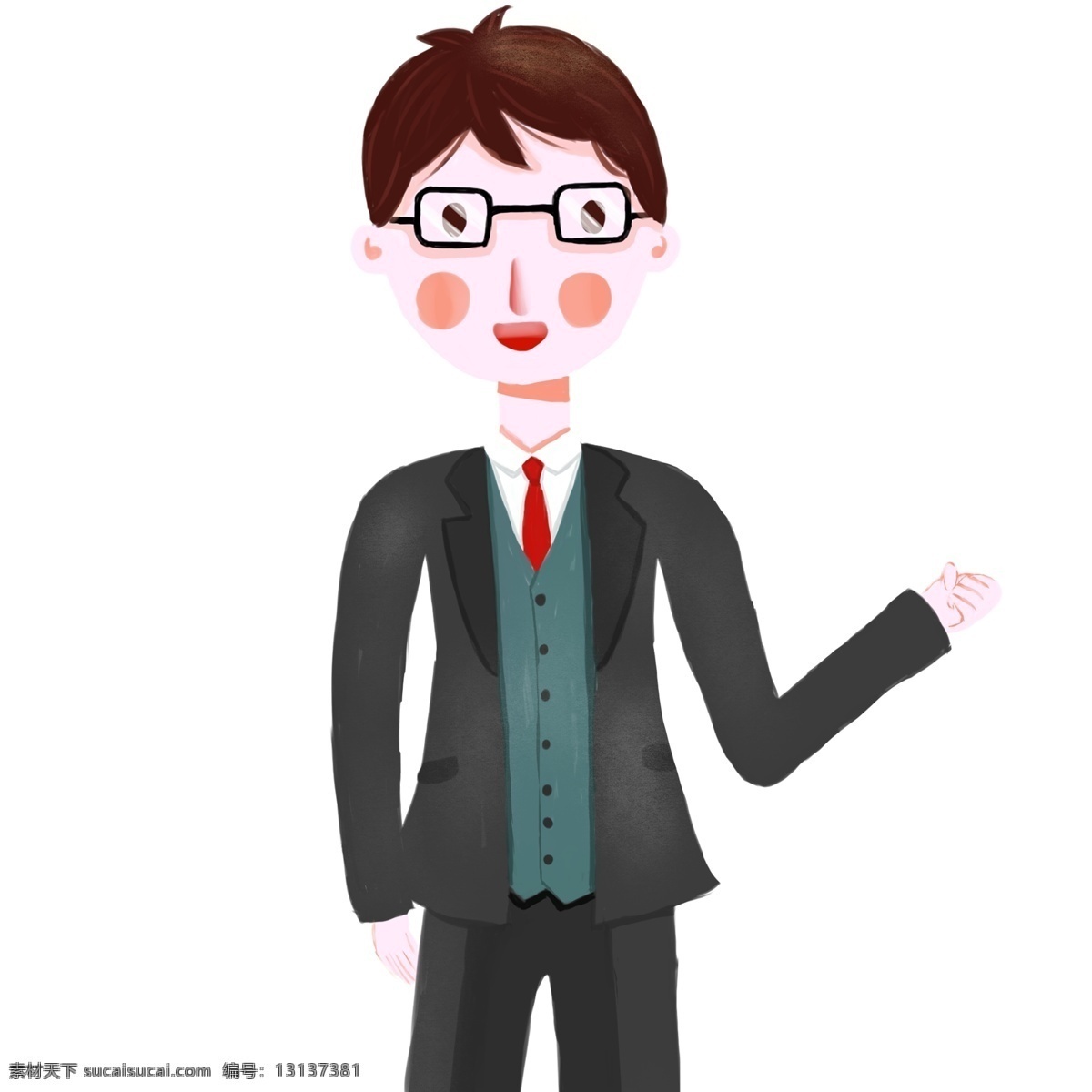 卡通 新郎 元素 小清 新设 计 简约 人物 小清新 礼物 插画 手绘 西装