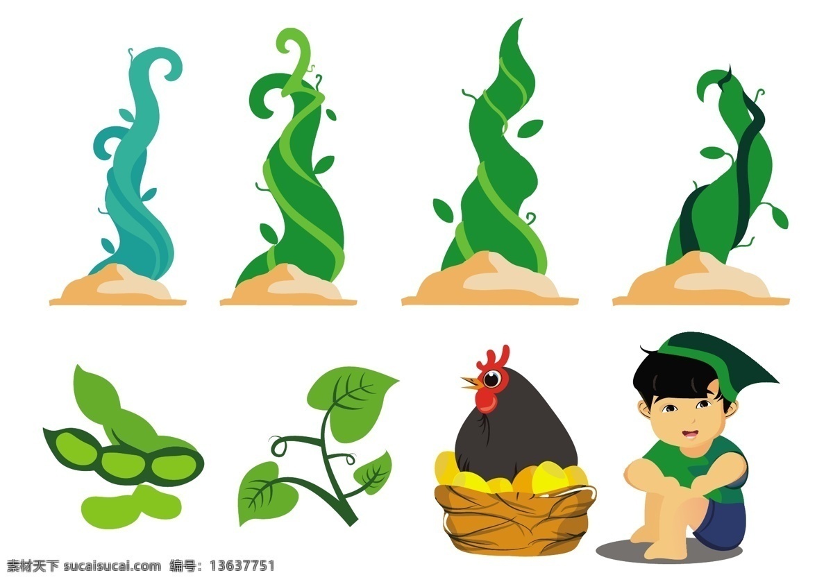 free jack 魔 豆 向量 杰克 叶 魔术 插图 金 绿 生长 自然 植物 传说 故事 高 干 集简单 秸秆 巨人 鸡 云 动画 背景 童话 农场 场 仙女 鸡蛋 切 可爱