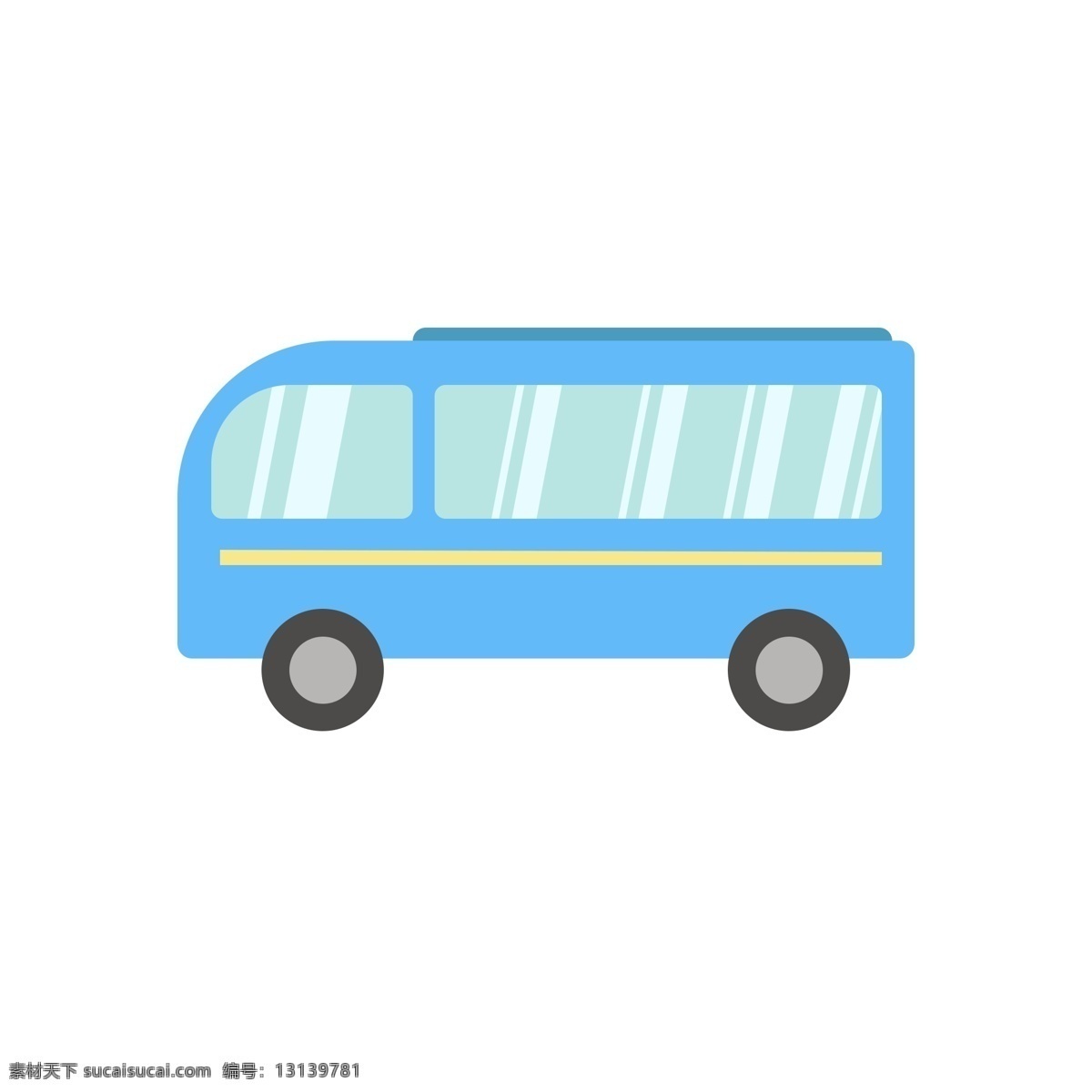 蓝色 小巴 车 可爱 汽车 插画 巴士 扁平 矢量 卡通 交通工具 出行 方便 行驶 小巴车 黄色 玻璃