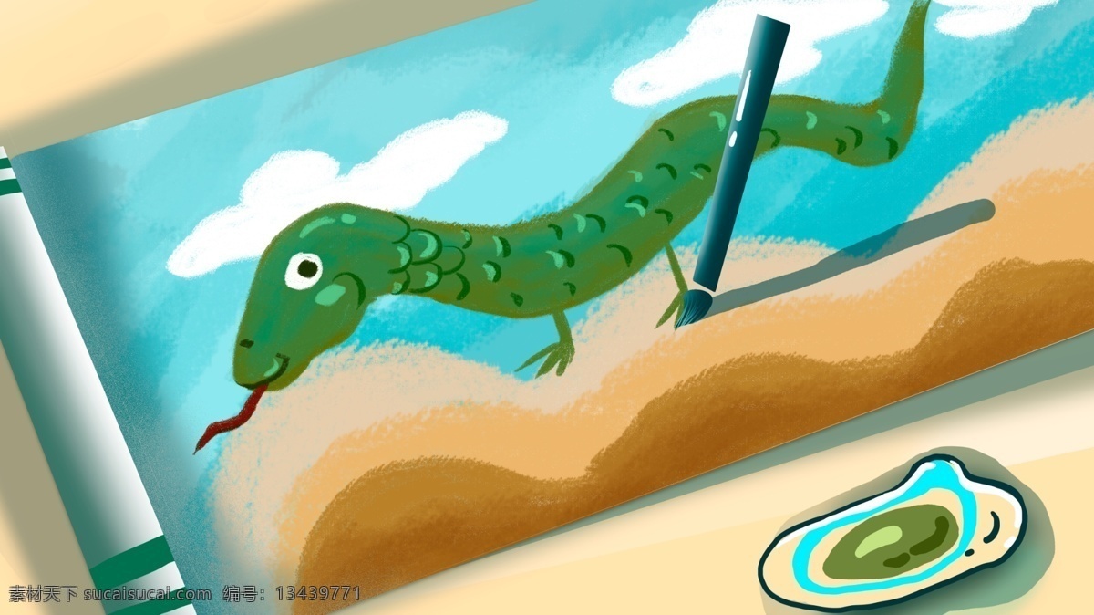 成语 画蛇添足 画中画 原创 壁纸海报 商业插画 寓言 社交媒体 成语解释 手机配图 微博配图 教育用图