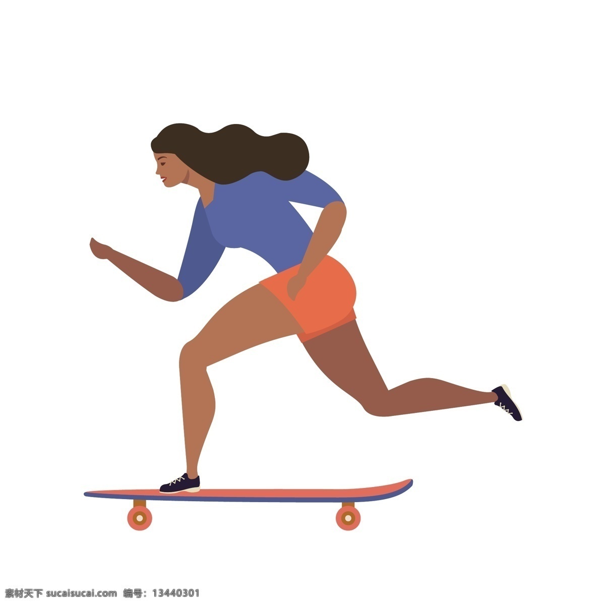 扁平化 风格 玩 滑板 女人 矢量 滑板女人 卡通 卡通女人 可爱 可爱的女人 玩滑板 体育运动 运动 滑板运动