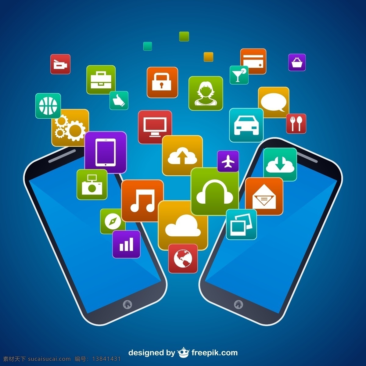 智能 手机 之间 应用程序 商务 图标 电话 技术 模板 移动 网络 营销 图形 布局 智能手机 通讯 平面设计 手机图标 元素 蓝色
