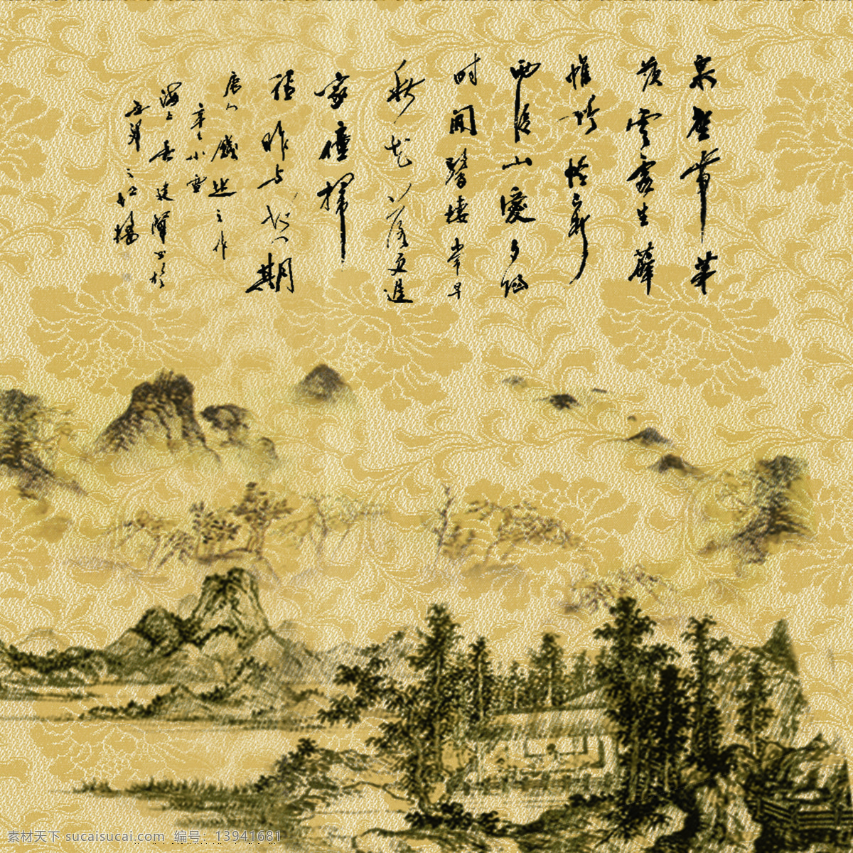 复古 经典 水墨 山水画 装饰画 朦胧