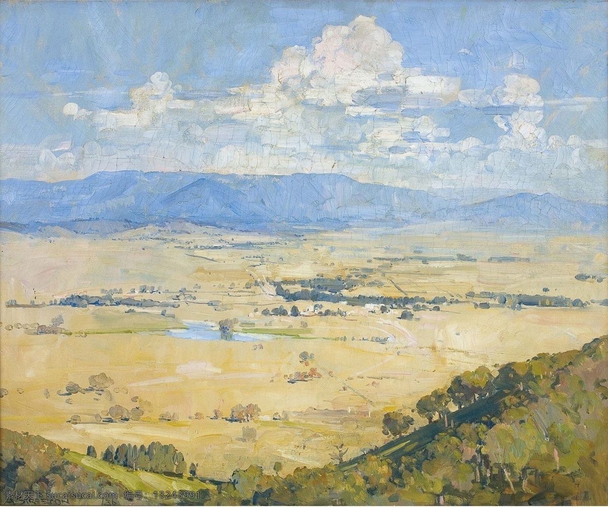 streeton 印象派 风景 油画 装饰画 1936 澳大利亚 画家 arthur country melbas 风景画 印象 装饰素材