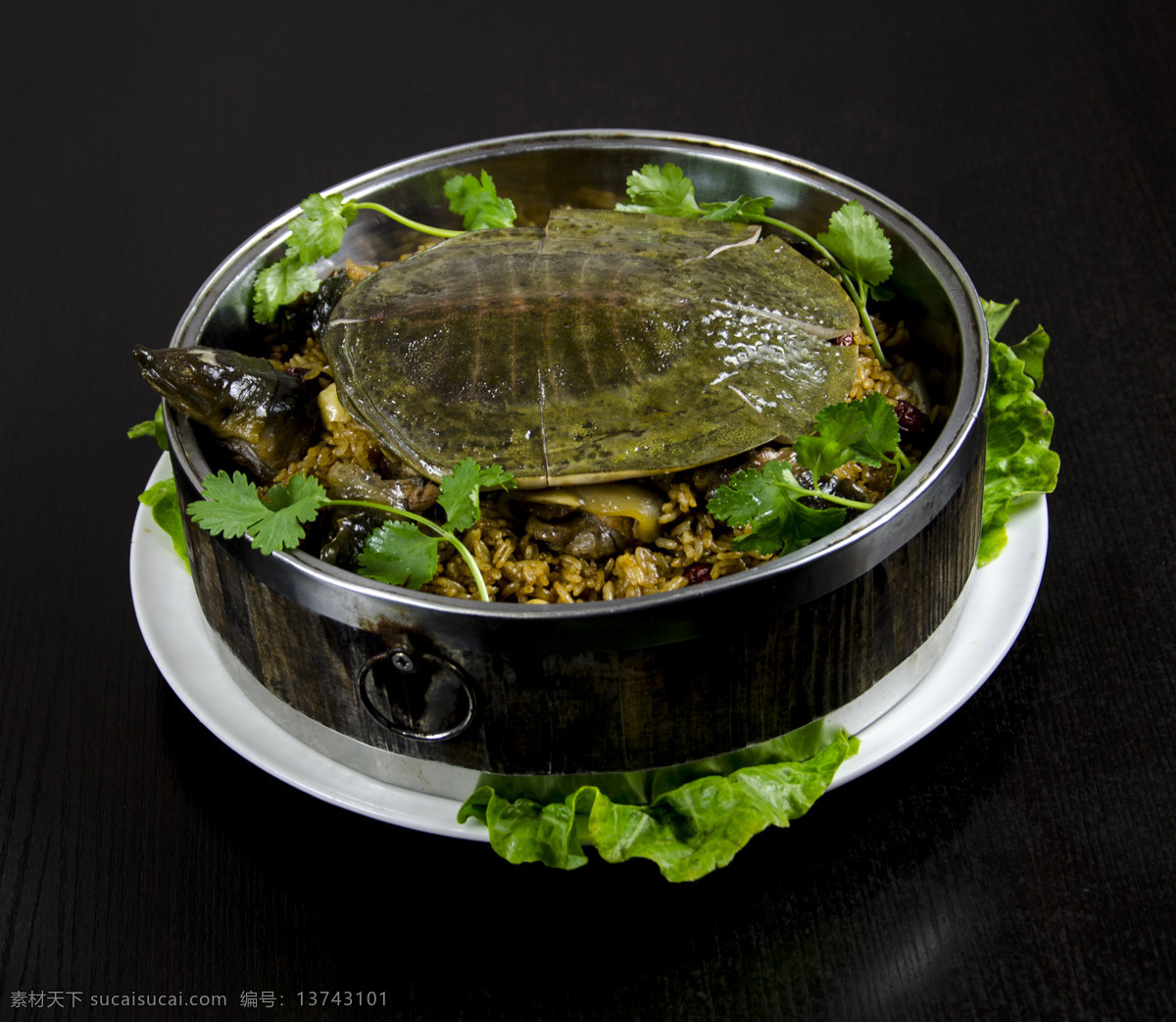 香糯米蒸甲鱼 糯米 甲鱼 生菜 传统美食 餐饮美食