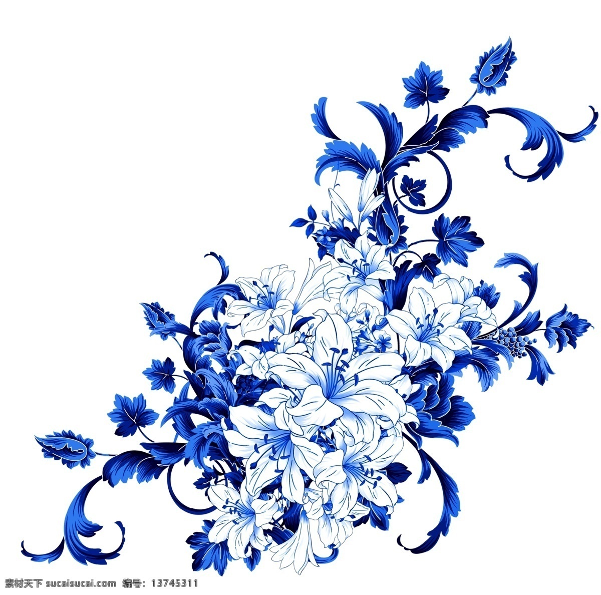 古韵青花图样 花纹 古典 图样 青花 瓷器 图案 样式 参考 古韵 书法字画类 分层