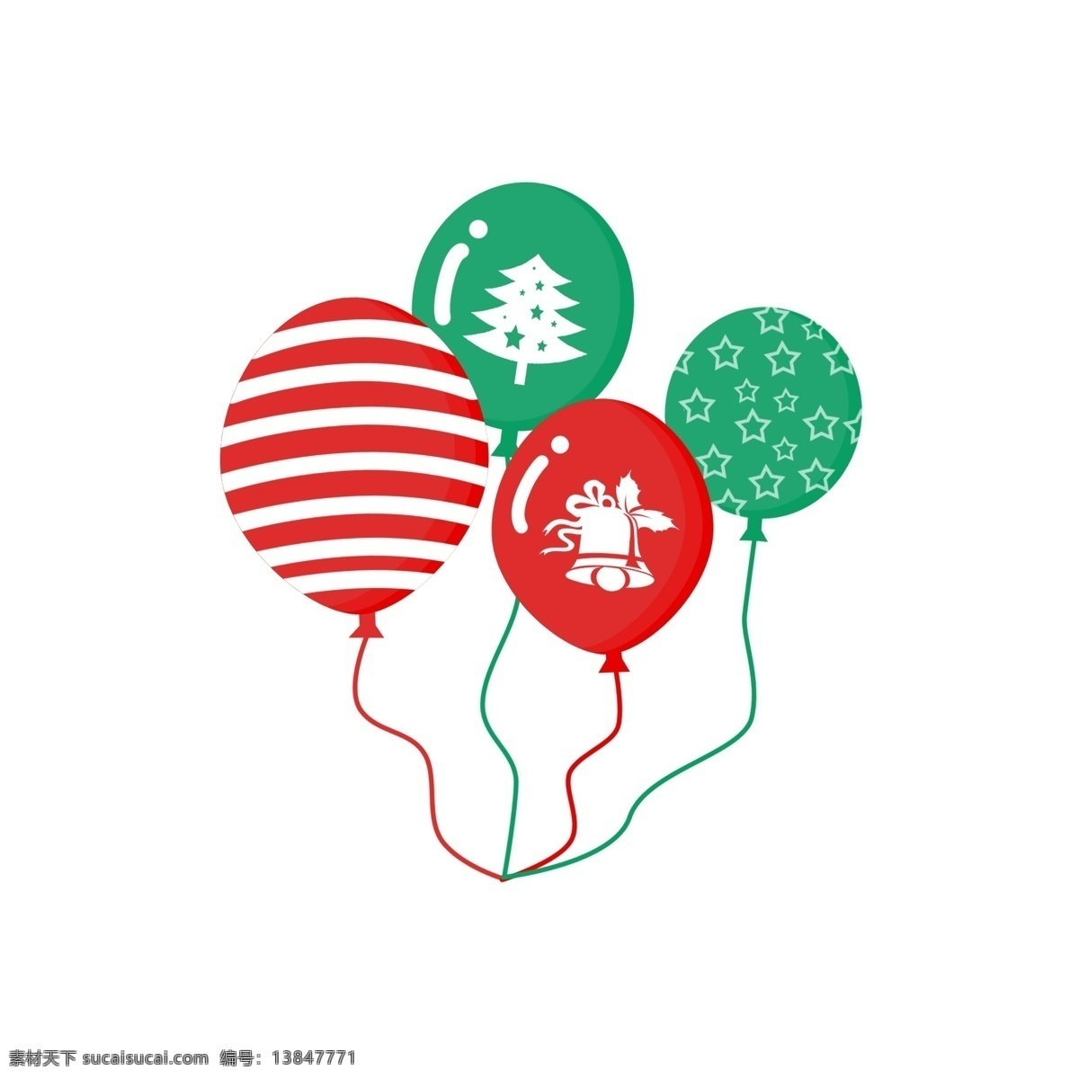 圣诞节 漂浮 气球 卡通 红色 绿色 创意 漂浮气球 卡通气球 圣诞节装饰 手绘